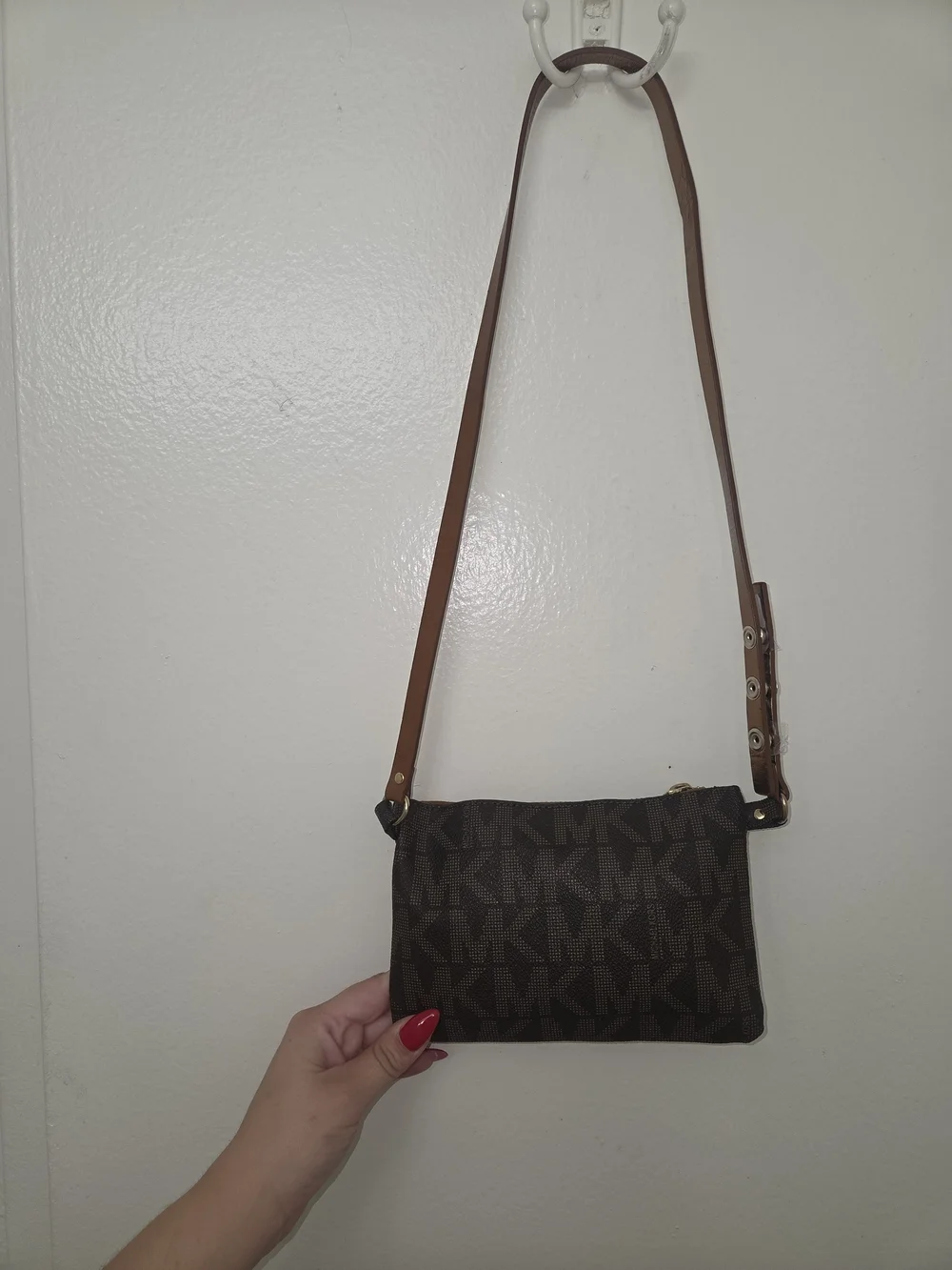 Michael Kors Brown Logo Belt Bag with Gold Chain Strap